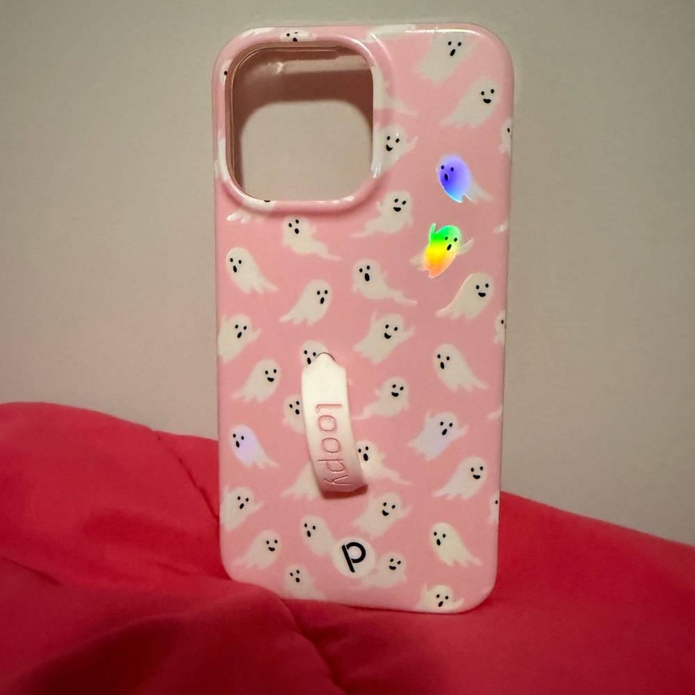 Loopy Case Pink Ghost Design iPhone 14 Pro Max